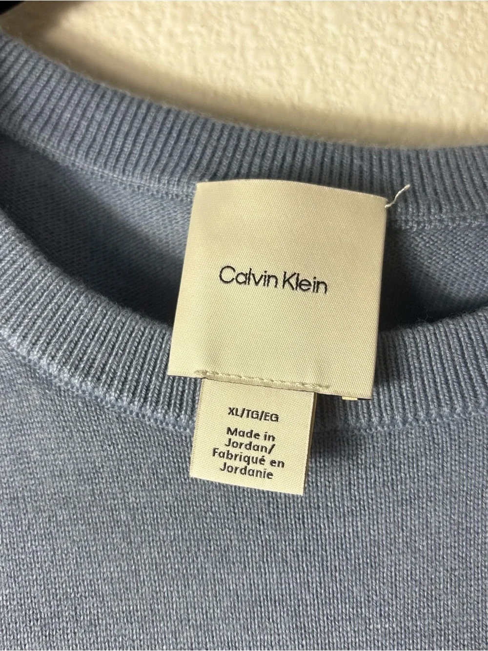 Calvin Klein Men’s XL Slate Blue Crewneck Sweater Wool Blend Lightweight